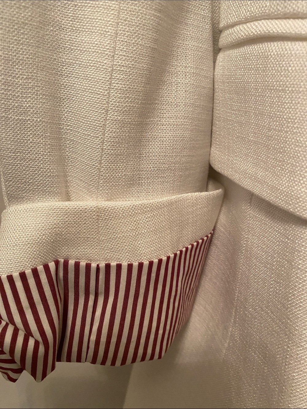 Veronica Beard Battista Dickey Jacket Off-White  Striped Cuff Detail size 6 - Picture 3 of 5